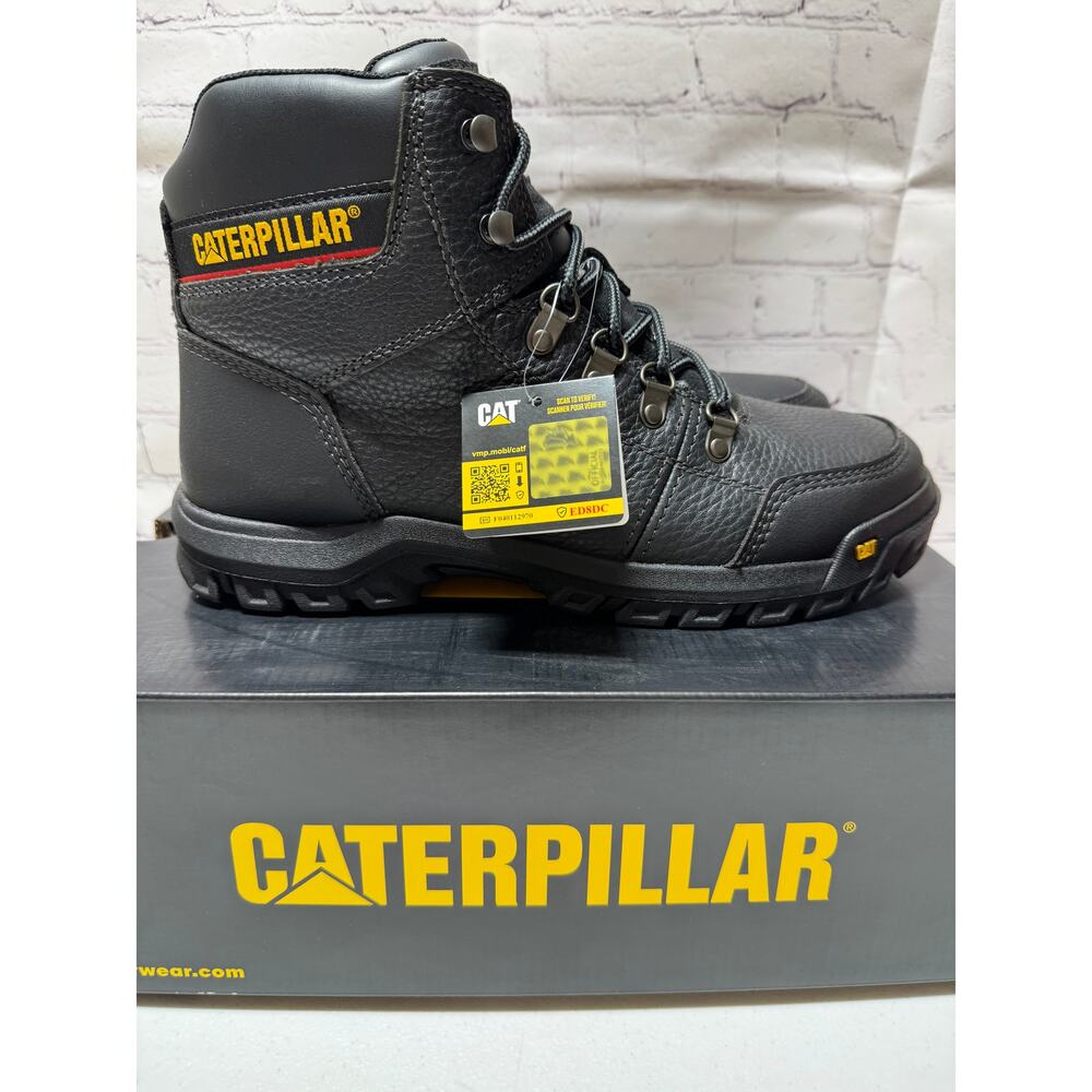 Caterpillar CAT Outline ST Steel Toe Work Boots Black Men’s 10.5 NIB